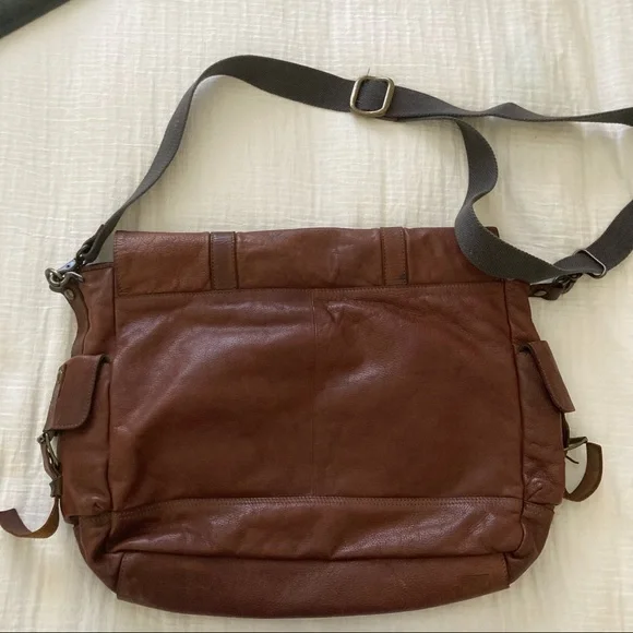 John Varvatos Leather Messenger Bag
